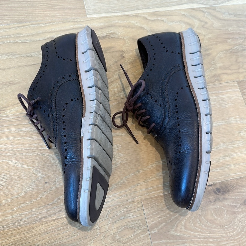 Cole Haan Men's Zerogrand Wingtip Oxfords Dark Brown Java Cobblestone Shoes 11 - Picture 3 of 9
